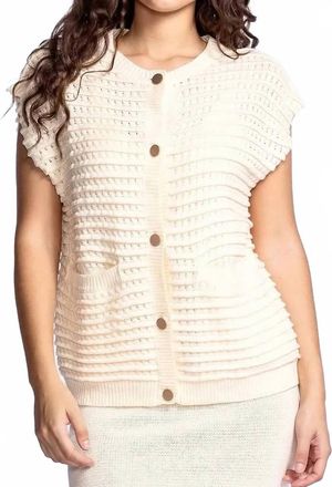 Pink Martini Kendall Button Down Sweater In Off White