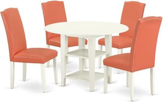 East West Furniture Dining Room Set Linen White, SUEN5-LWH-78