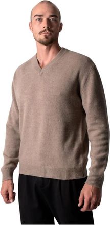 Daniele Fiesoli Bruine Melange Cashmere V-hals Trui - Heren - V-hals truien - Bruin - M - Truien & Vesten