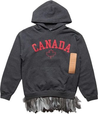 4sdesigns feather trim hoodie - Grey