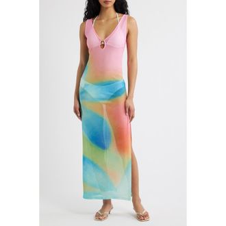 Kulani Kinis Plunge Mesh Maxi Dress in Afterglow at Nordstrom, Size X-Small