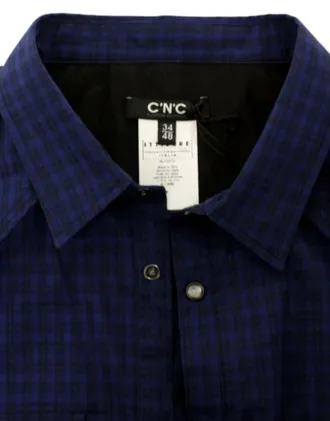 Costume National Mens Blue Checkered Cotton Shirt