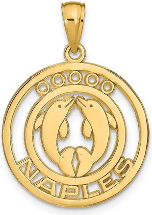 Diamond2Deal 14k Yellow Gold NAPLES Dolphins Pendant
