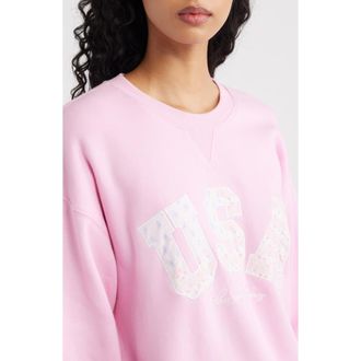 LoveShackFancy Palo Sweatshirt in Sunbeam Pink at Nordstrom, Size X-Small