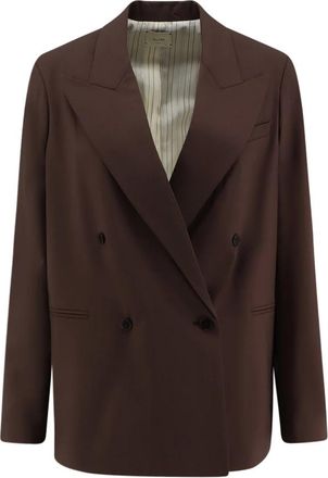 Alysi Dubbelrijige Blazer - Dames - Blazers - Bruin - M - Wol - Jassen