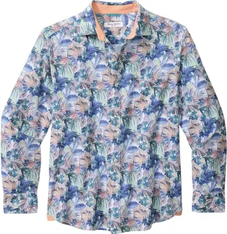 Tommy Bahama Nova Wave Floral Seersucker Button-Up Shirt in Aquarius at Nordstrom, Size Medium