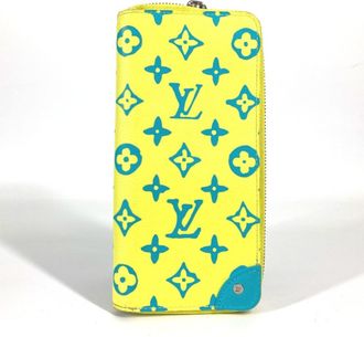 Louis Vuitton Monogram Blue Yellow Monogram Leather Long Wallet (Bi-Fold) (Pre-Owned)