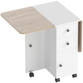 HOMCOM Mesa plegable comedor 120x60x76.5 cm blanco y natural