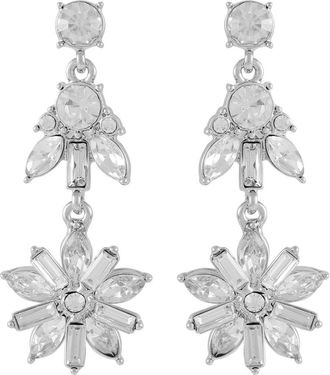 T Tahari Crystal Clip-On Drop Earrings in Gold Tone at Nordstrom Rack