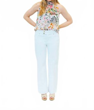 1822 Denim Double Button Straight Jeans In White
