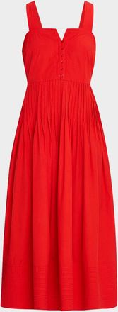 The Great. Day Break Sleeveless Pleated Midi Dress