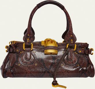 Chlo&eacute; Paddington Python-Embossed Leather Top-Handle Bag