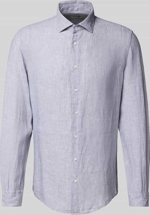 Seidensticker Slim Fit Business-Hemd aus Leinen mit Kentkragen in Mittelgrau, Gr&ouml;&szlig;e 44