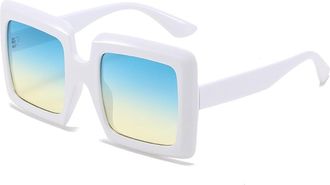 Generic Large Frame Men Square Sunglasses Outdoor Vacation Women Shopping Sun Glasses(White)