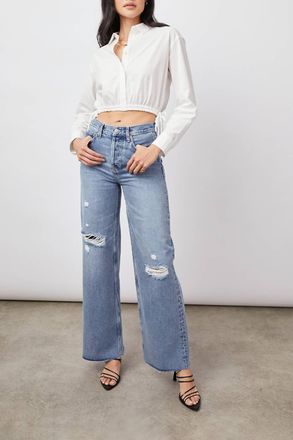 Rails Getty High Rise Wide Leg Distress Jean In Breezy Blue