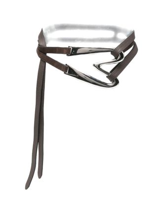 Moschino Chocolate Brown Wrap Design Leather Belt