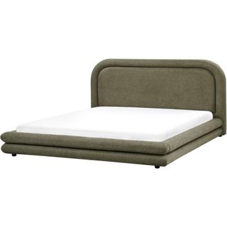 Beliani Cama Tapizada De Tela Con Cabecero Y Somier Muebles De Dormitorio Verde 180 X 200 Cm Lavardens