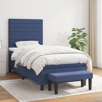 vidaXL Vidaxl - Cama Box Spring Con Colch&oacute;n Tela Azul 90x190 Cm