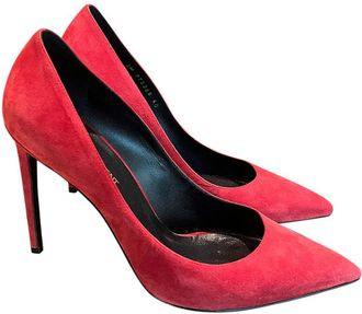 Saint Laurent Red Suede Pointed Toe Pumps Size 40