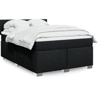 vidaXL Cama Box Spring Con Colch&oacute;n Tela Negro 140x190 Cm Vidaxl
