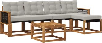 vidaXL Conjunto De Sof&aacute;s De Exterior 6 Uds. Natural Y Gris Claro Vidaxl