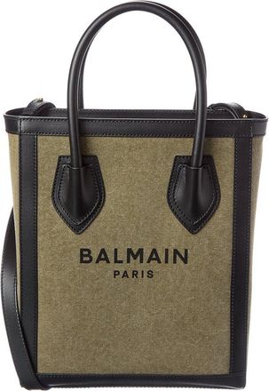 Balmain Logo Canvas & Leather Tote