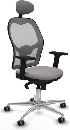 Piqueras y Crespo Piqueras Y Crespo - Jorquera Sincro Malla Gris Similpiel Gris Brazos 2d Base Aluminio Cabecero Fijo Ruedas 65mm Engomada