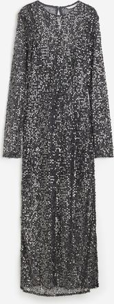 H&M Netzkleid mit Pailletten - Grau