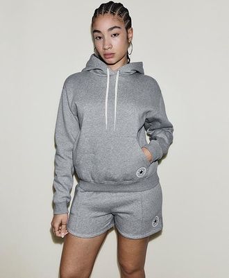 Converse Womens Chuck Patch Hoodie in Vintage Grey Heather at Nordstrom, Size Xx-Large