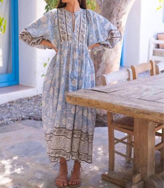 Bell Sylvie Maxi Dress In Blue/brown Print