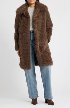 Bernardo Long Faux Fur Coat in Brown Mix at Nordstrom Rack, Size Xx-Large