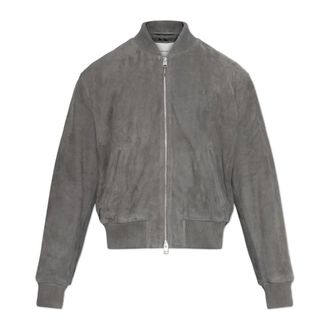 Ami Leather Jackets, male, Gray, Size: XL Suede Bomber Jacket