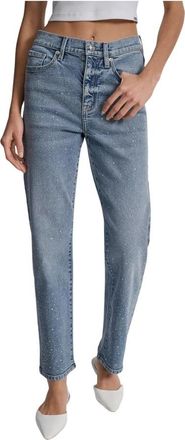 DKNY High Rise Classic Straight met Gemengde Versiering - Dames - Loose Fit Jeans - Blauw - W30 - Katoen - Jeans
