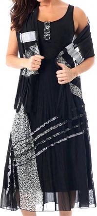 Angel Button Pattern Maxi Dress With Scarf In Black/white
