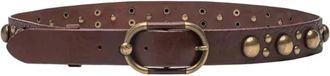 Pinko Studded Leather Belt - unisex - Riemen - Bruin - S - Leer - Accessoires