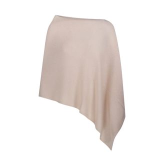 Be You Jassen, Dames, Wit, ONE Size, Asymmetrische gebreide cape met zoom