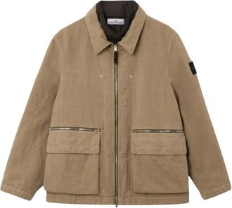 Stone Island Field Jacket - Heren - Zomerjassen - Beige - M - Katoen - Jassen