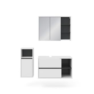 Vicco Conjunto De Muebles De Ba&ntilde;o Viola, Blanco, 3 Piezas