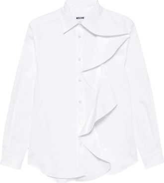 Moschino Camicia Rouches - Dames - Blouses & Shirts - Wit - Maat: S Katoen
