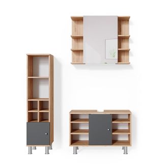 Vicco Conjunto De Muebles De Ba&ntilde;o Fynn, Roble Dorado, 3 Piezas