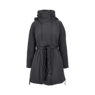 Emporio Armani Parka in piuma con cintura - - Coats - Donna - Nero - 2XS
