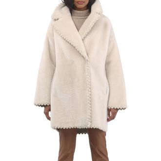 Gorski Reversible Genuine Shearling Jacket with Embroiderd Trim in Cream/cream at Nordstrom, Size X-Small