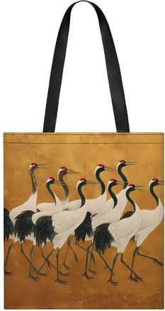 Generic Japanese Crane Bird Tote Bag for Women Men Shoulder Bags Purses Pouch Handbags
