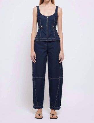 Jonathan Simkhai Kairi Curved Leg Pants In Midnight