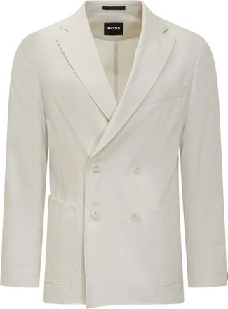 BOSS Blazer doppiopetto con applicazione - Bianco