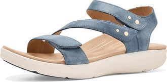 Aetrex Savannah Platform Sandals Womens Dress Sandals Hazy Blue : EU 43 (US Womens 11.5-12) M (B), Leather