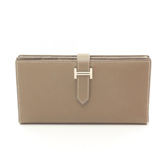 Herm&egrave;s Etoupe Gray Gray Epsom Leather Long Wallet (Bi-Fold) (Pre-Owned)