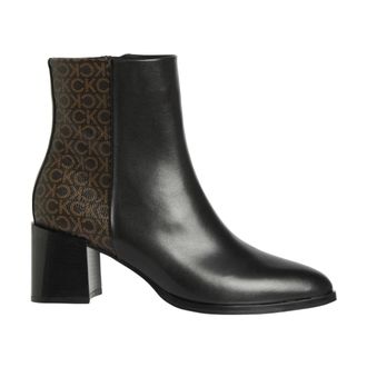 Calvin Klein Almond Heeled Boot 55 - Dames - Laarzen met Hak - Zwart - 36 EU - Leer - Schoenen