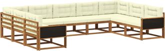 vidaXL Conjunto De Sof&aacute;s De Exterior 9 Uds. Natural Y Crema Vidaxl