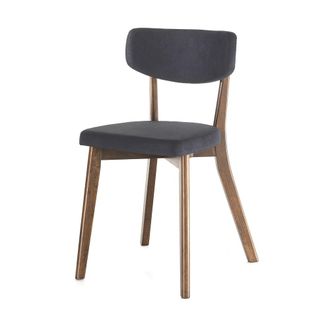 Oresteluchetta Juego 2 sillas madera nogal oscuro, asiento gris 80x47x45 cm comedor